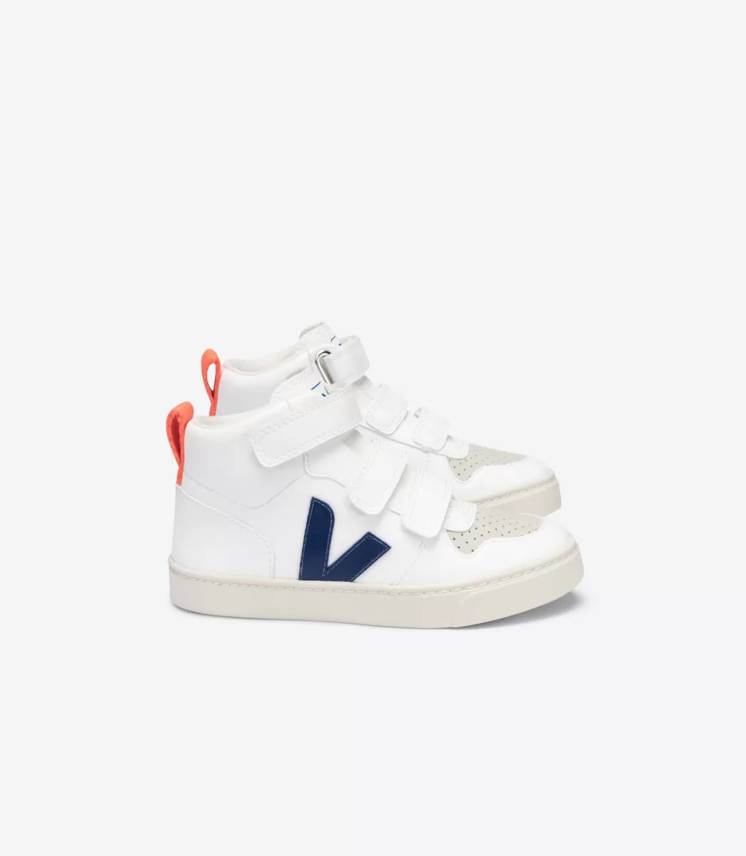 Enfant VEJA Enfant | Vegan<V-10 MID CWL WHITE COBALT ORANGE FLUO