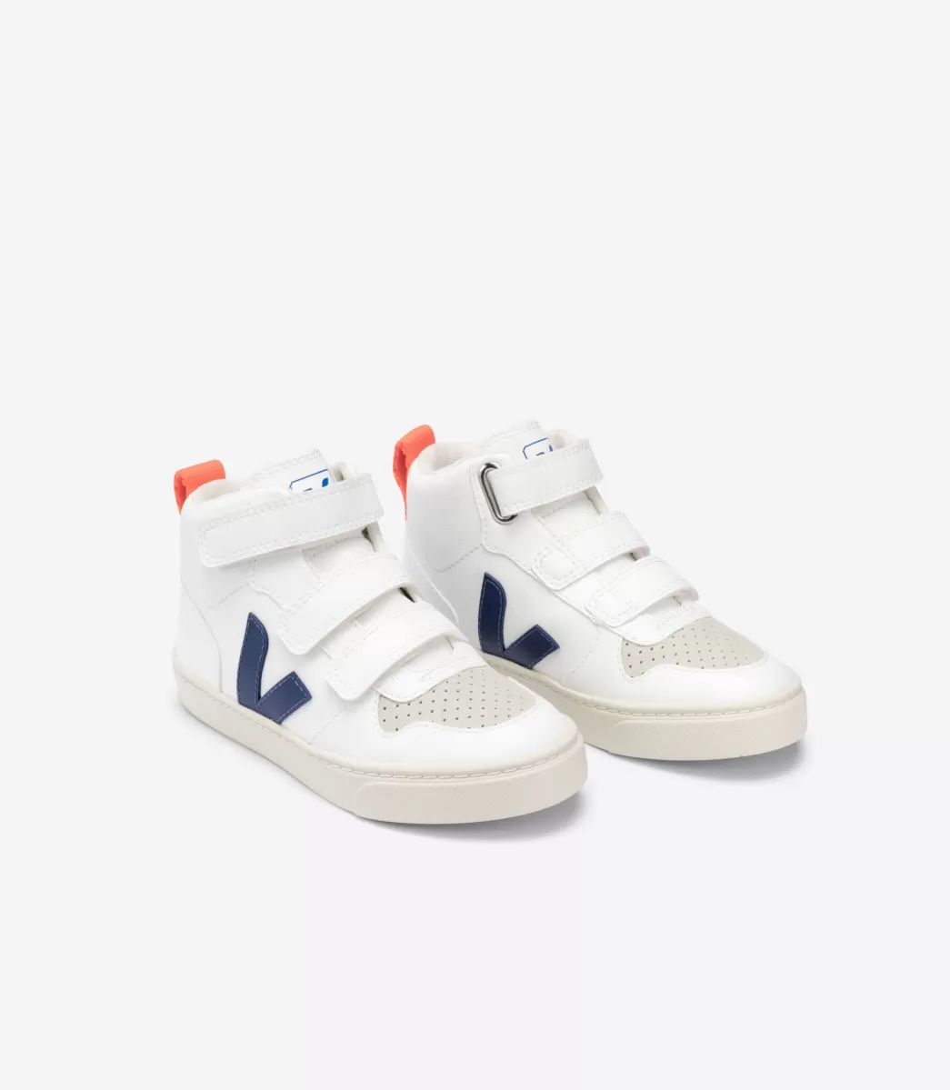 Enfant VEJA Enfant | Vegan<V-10 MID CWL WHITE COBALT ORANGE FLUO