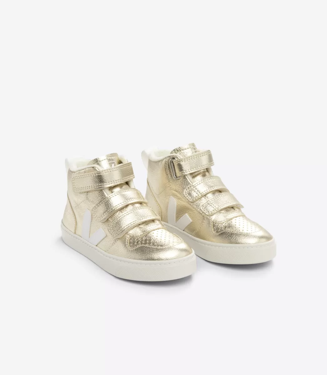 Enfant VEJA Montantes | V-10 Mid<V-10 MID FURED LEATHER PLATINE