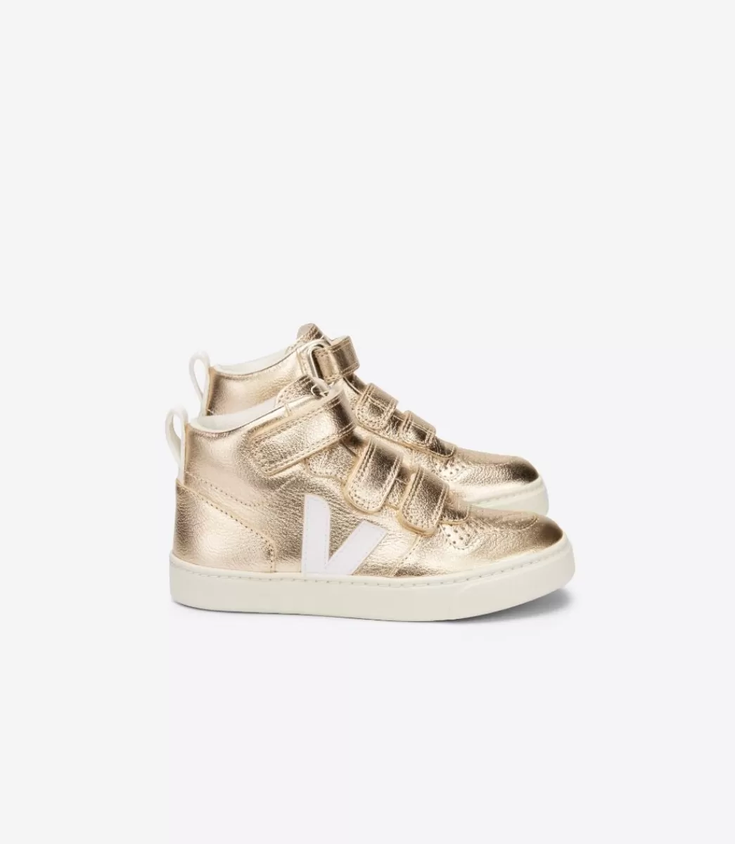 Enfant VEJA Enfants<V-10 MID LEATHER GOLD WHITE