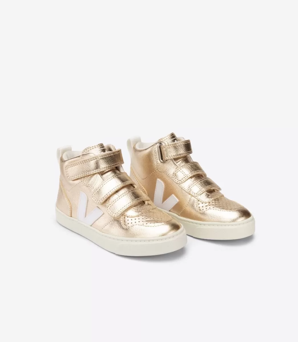 Enfant VEJA Enfants<V-10 MID LEATHER GOLD WHITE