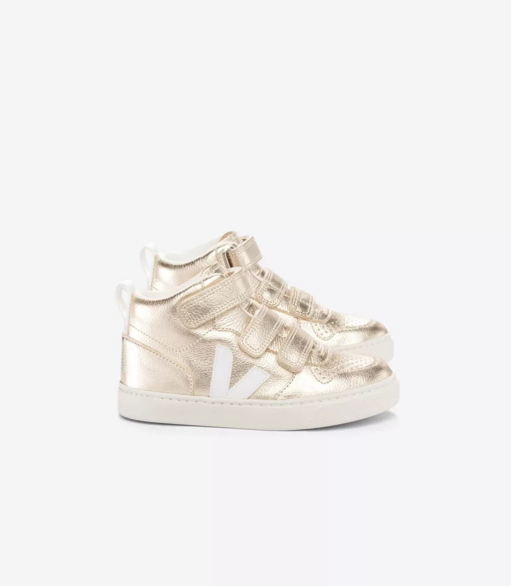 Enfant VEJA Montantes | V-10 Mid<V-10 MID LEATHER PLATINE WHITE