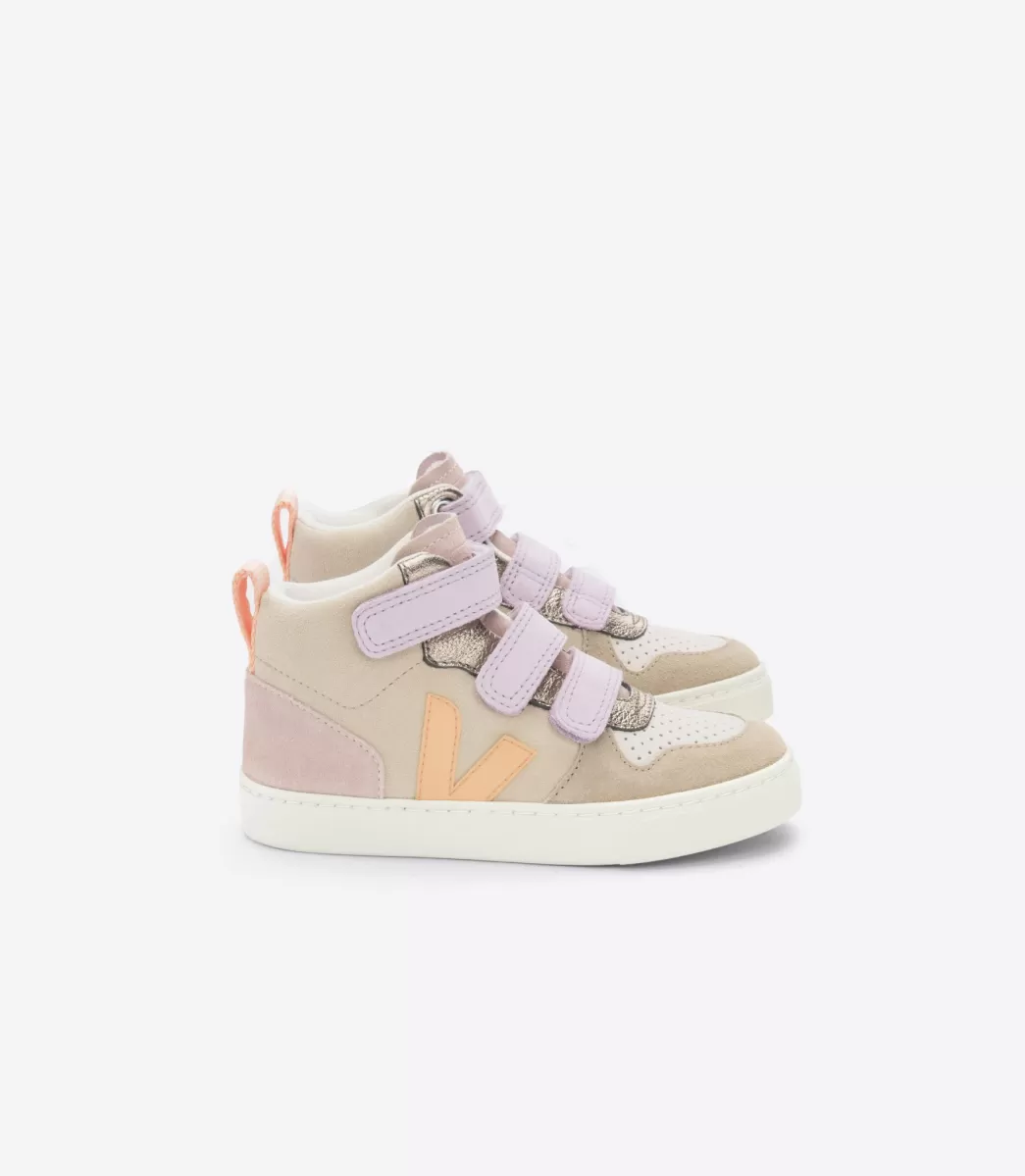 Enfant VEJA Montantes | V-10 Mid<V-10 MID SUEDE MULTICO ALMOND PEACH