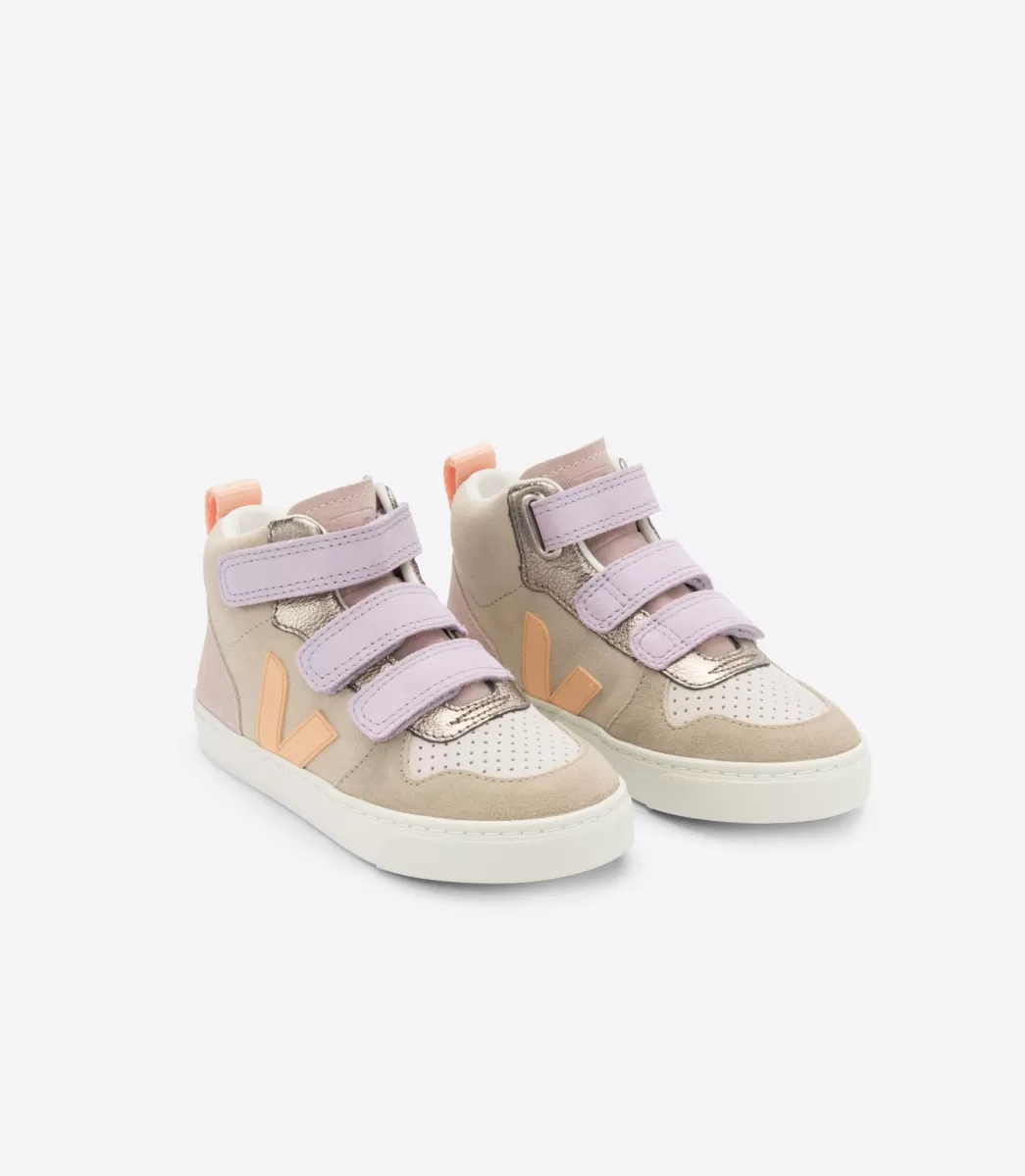 Enfant VEJA Montantes | V-10 Mid<V-10 MID SUEDE MULTICO ALMOND PEACH
