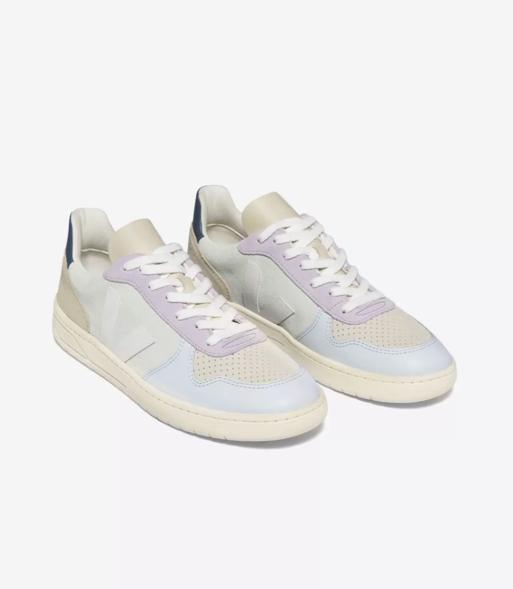 Femme VEJA V-10<V-10 SUEDE JADE WHITE MULTICO