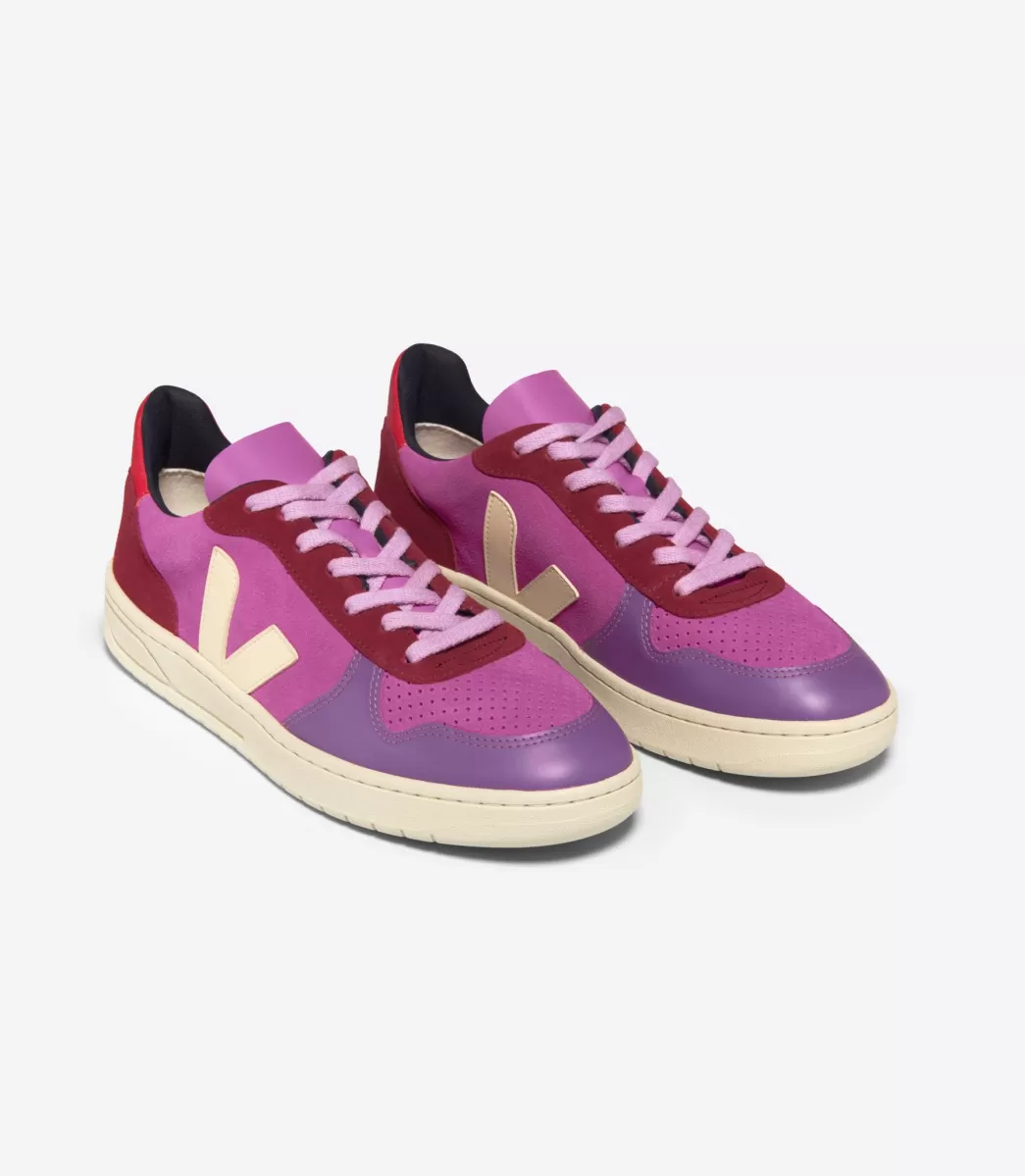 Femme VEJA V-10<V-10 SUEDE MULTICO ULTRAVIOLET CALCAIRE