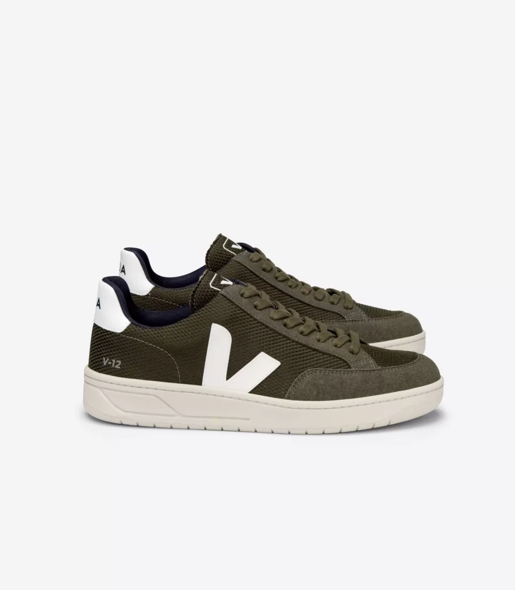 Femme VEJA Adulte | Vegan<V-12 VEGAN B-MESH OLIVE WHITE