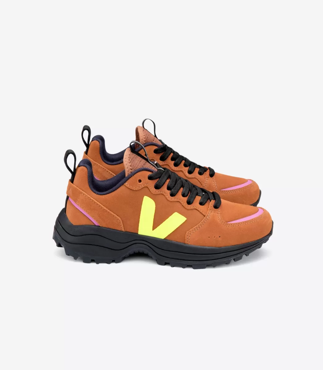 VEJA Adultes<VENTURI SUEDE TUILE JAUNE FLUO BLACK SOLE